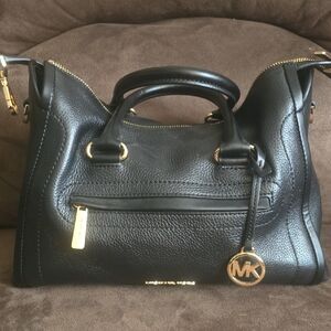 Michael Kors Black Satchel with Gold Accents